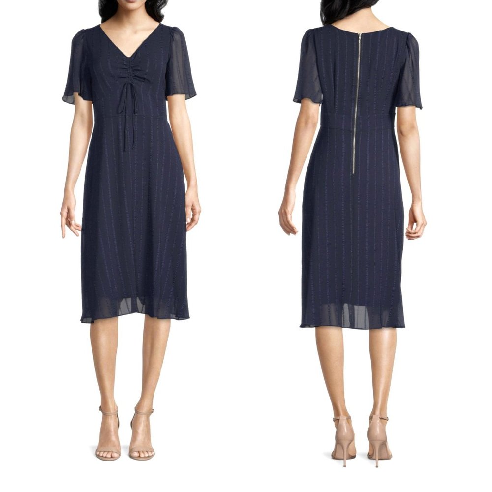 Danny & Nicole Flutter Sleeve Fit Flare Midi Dress